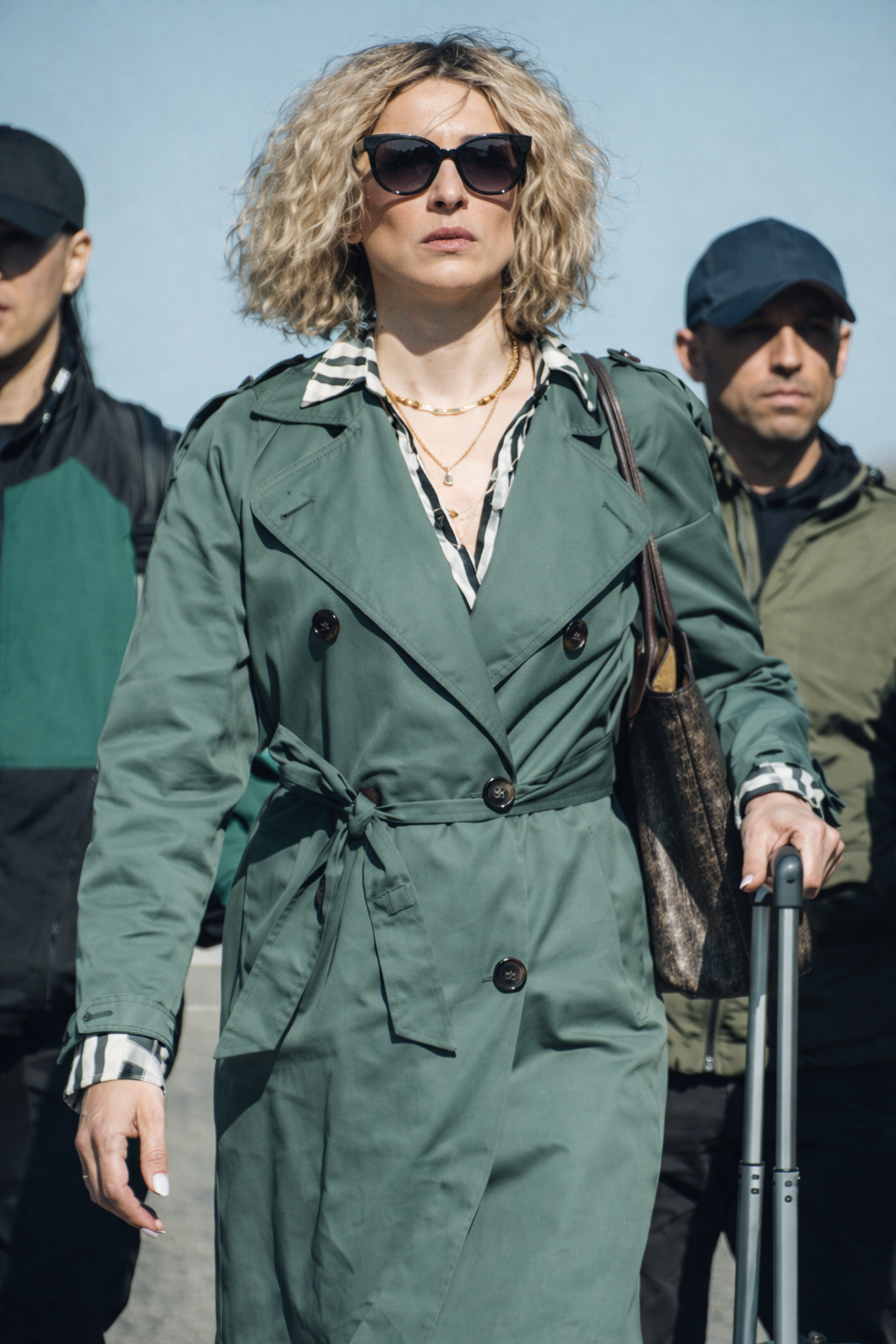 Salvador Carla Green Trench Coat - Image 1